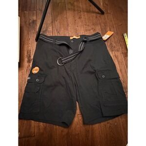Lee Dungarees Mens Black Belted Cargo Shorts Size 38 NWT 2183319